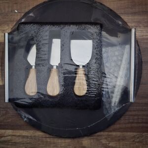 Cheese Board Set with Wooden Handle Knives